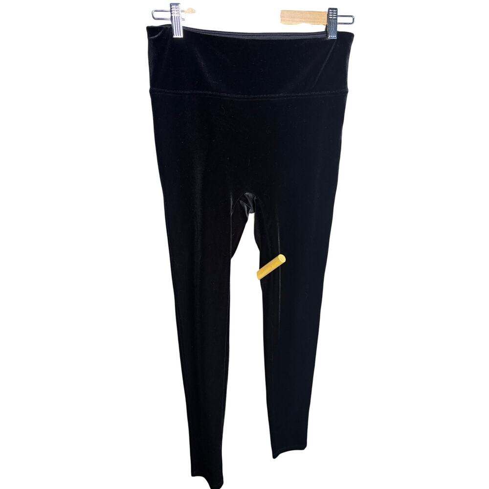 Andrew Marc Black Velvet Leggings Pants Size M High Rise Stretch